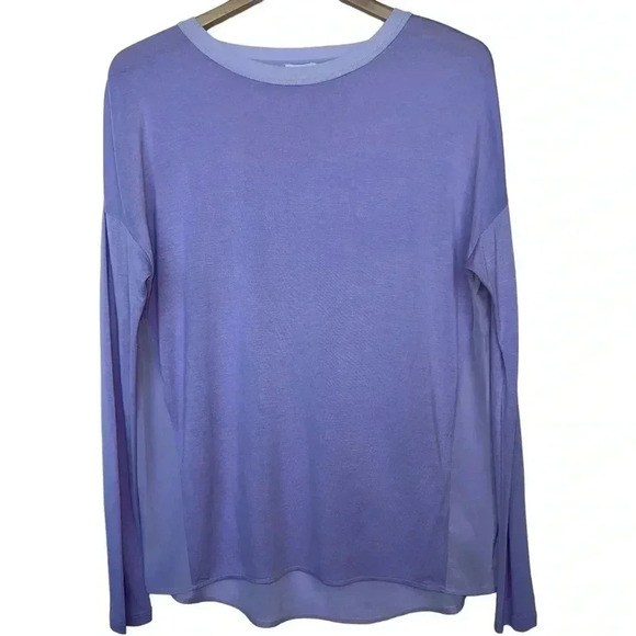 VINCE | Silk Mixed-Media Long-Sleeve Shirt | Lilac Waterlily | XS - Picture 4 of 10